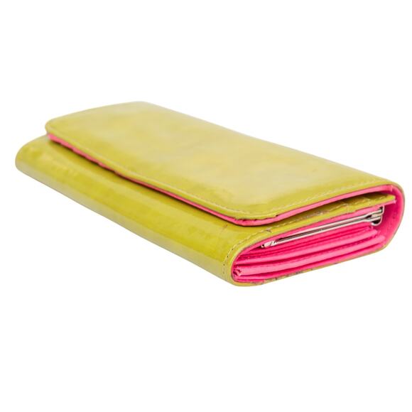 Vintage Retro Lime Green Pink Wallet Accordion Style Kiss lock Clasp - Picture 5 of 9